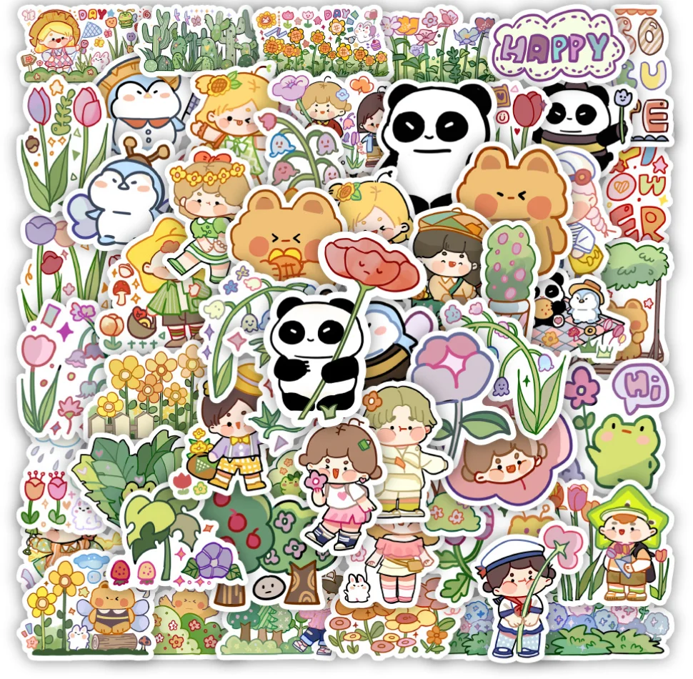 

63PCS 2023 NEW Ins Lovely Girls' Spring Journey Stickers Decals DIY Scrapbook Laptop Guitar Fridge Helmet Car waterproof Sticker