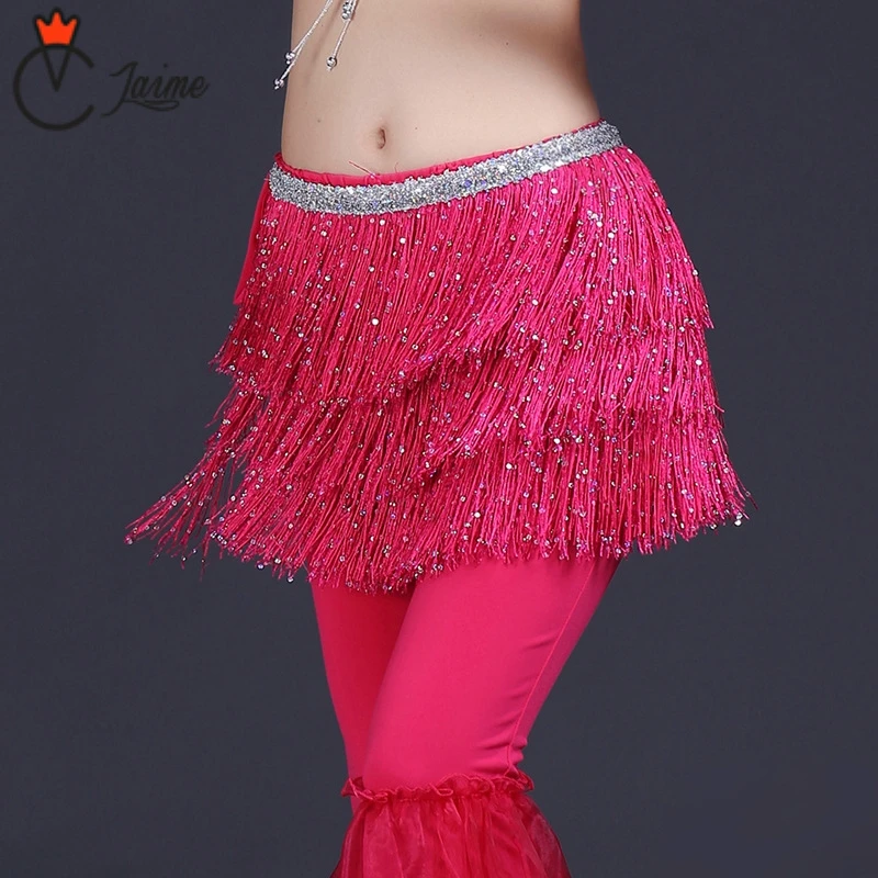 

belly dancing scarf 2017 New Arrivals Women Belly Dance Clothing Accessories Tassel Belts Hip Scarf Sequins Belts