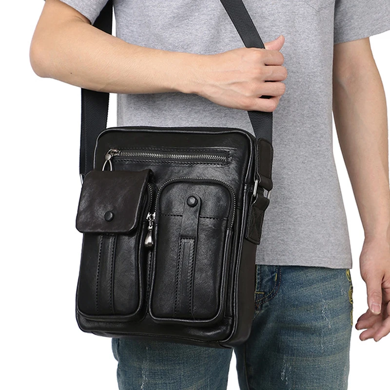 Men's earth bag leather business casual soft leather top layer ox leather men's vertical shoulder bag crossbody bag men's bag