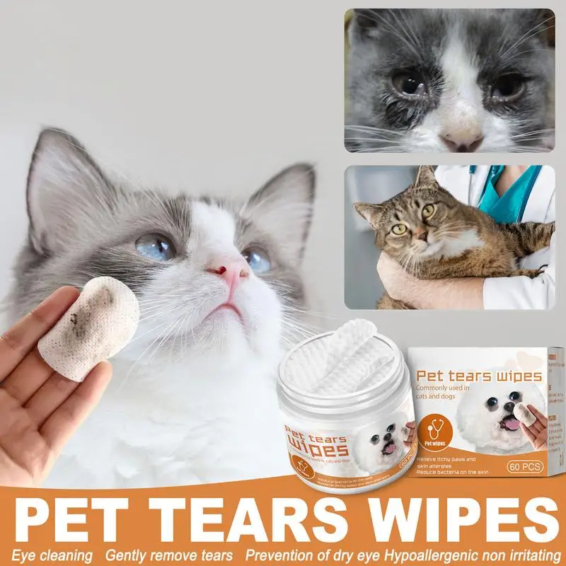 

Pet Eye Wipes For Dog Cat 60pcs Soft Cotton Pet Tears Wipes Tear Stain Remover Cleaning Eye Wipes Pet Grooming Supplies