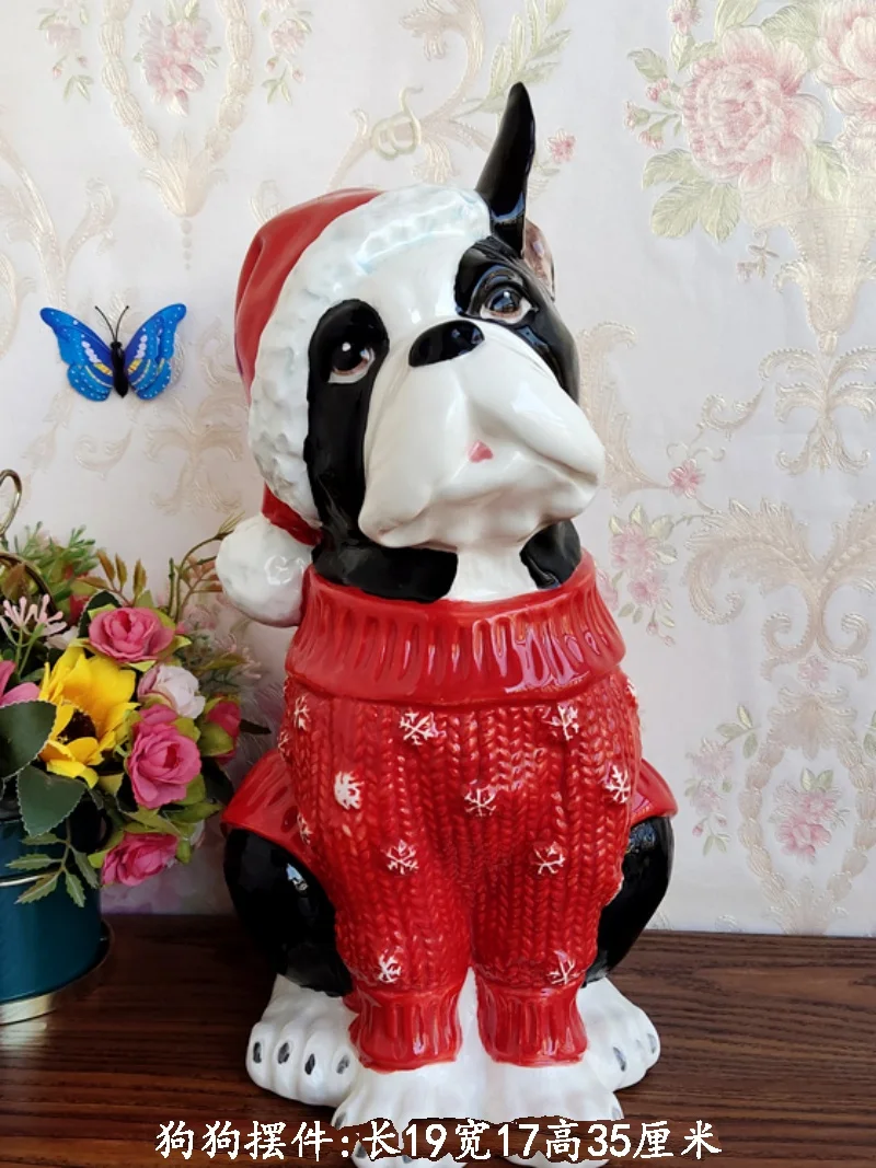 

Ceramic Red Dog Statue for Home Decor, Porcelain Figurines, Ornament for Room, Children's Birthday Gift, Animal Decoration