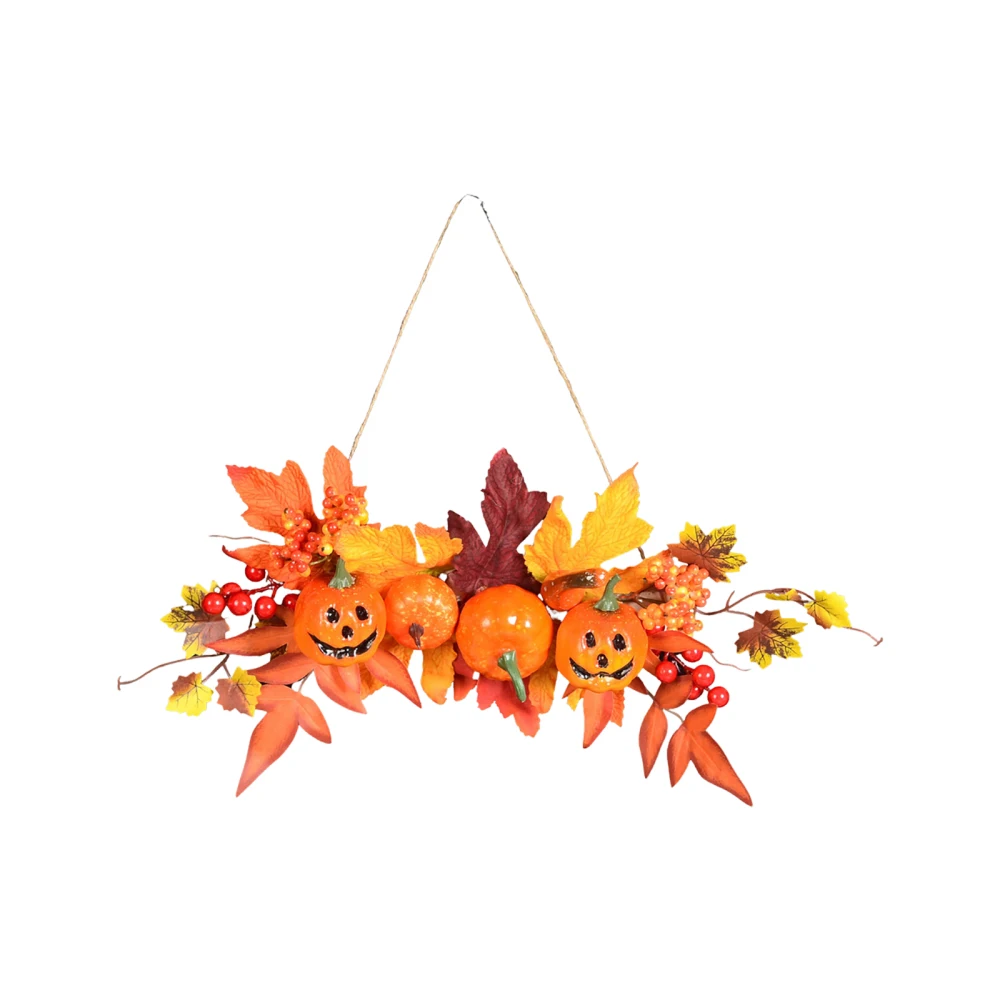 

Halloween Wreath Beautiful Home Decor Wall Mlticolor Plastic Iron Wire Window Front Door Silk Flower Thanksgiving Garland