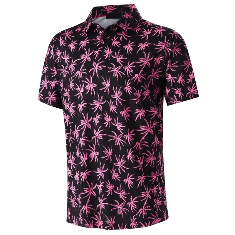 Фото Flower Tree Leaf 3D Printed Casual Polo Shirt For Men Hawaii Vacations Oversized Short Sleeves T-shirt Summer Trend Lapel Tops №5
