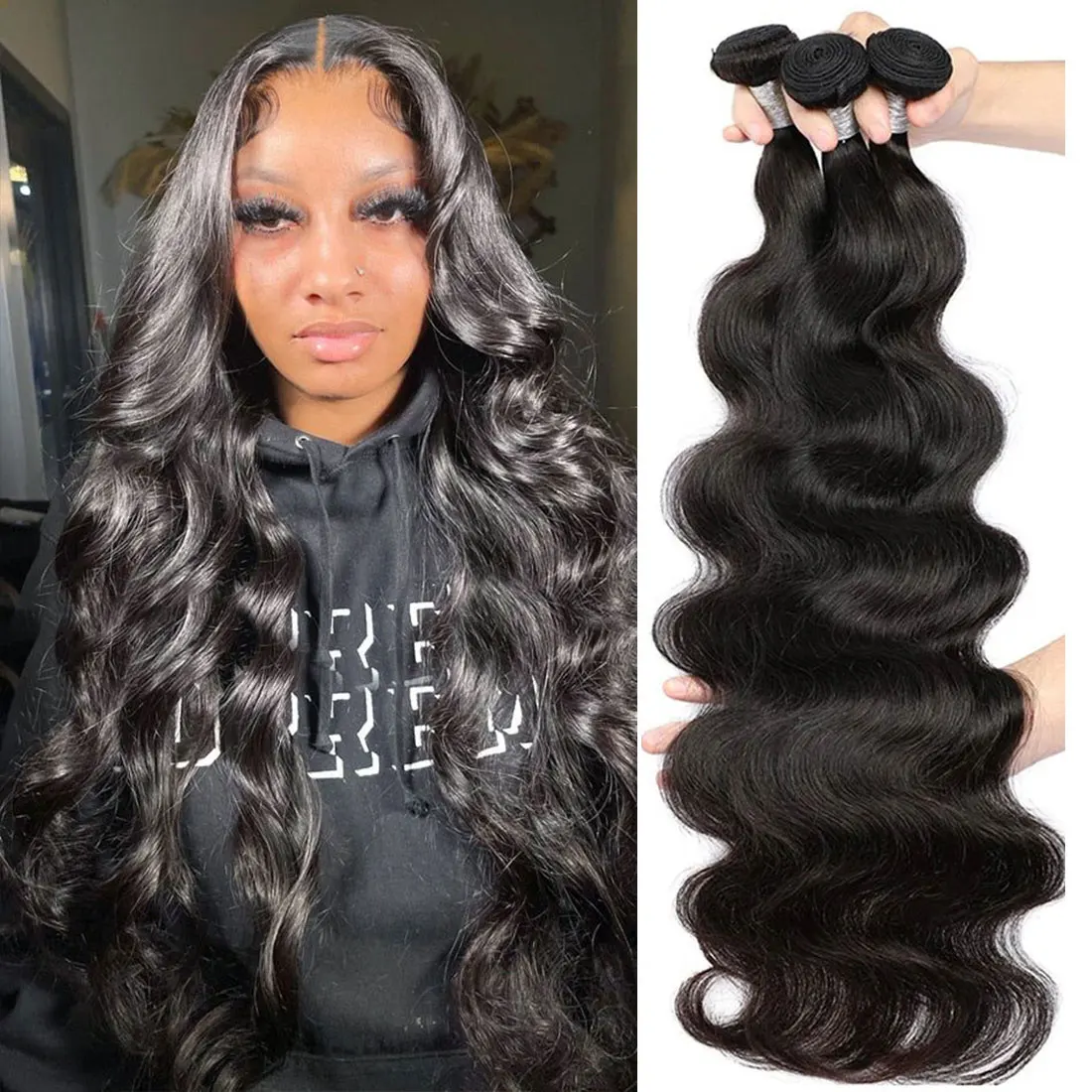 

Body Wave Bundles 10A Remy Human Hair Brazilian Weaving Natural Black 3 4 Bundles Deal Virgin Hair 30 Inch Raw Hair Extensions