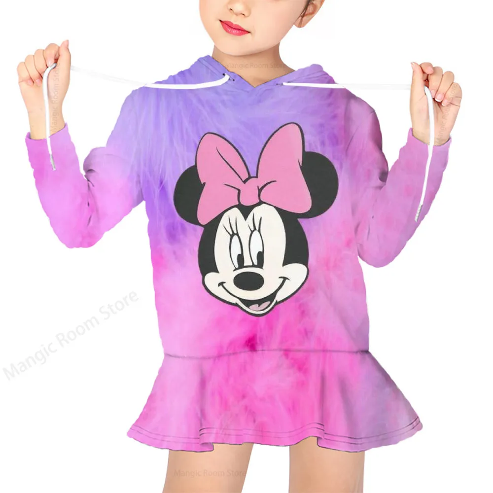 Купи Disney Mickey and Minnie Cartoon Print Crew Neck Hoodie Sweater Pullover Cute Princess Sweater Dress Casual Loose за 138 рублей в магазине AliExpress