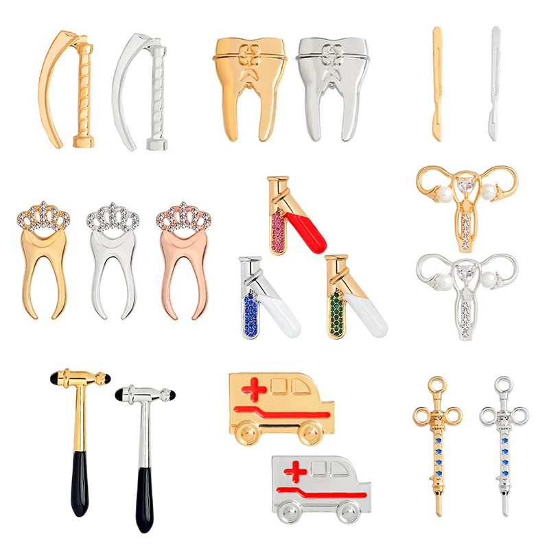 

Medical Equipment Enamel Pin Doctor Nurse Brooch Bottle Microscope Stomach Dental Needle Ambulance Uterus Brooch Medical Jewelry