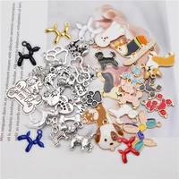julie wang 30pcs random mixed dog charms enamel and alloy animal pendants jewelry making necklace accessory