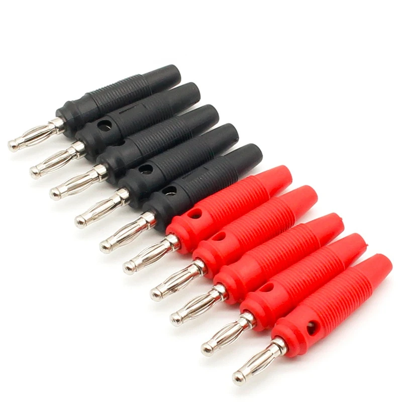 

10Pcs/lot Red and Black 4mm Solderless Side Stackable Banana Plug
