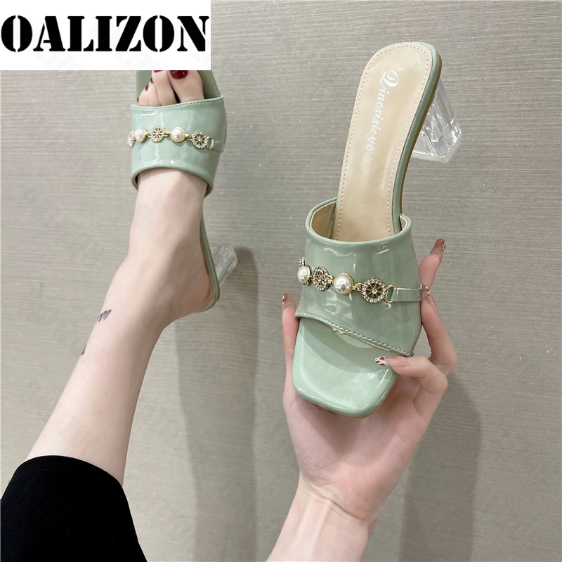 

Шлепанцы женские на высоком каблуке, роскошные сандалии с кристаллами, открытый носок, Классические пикантные тапочки, сланцы, лето 2022