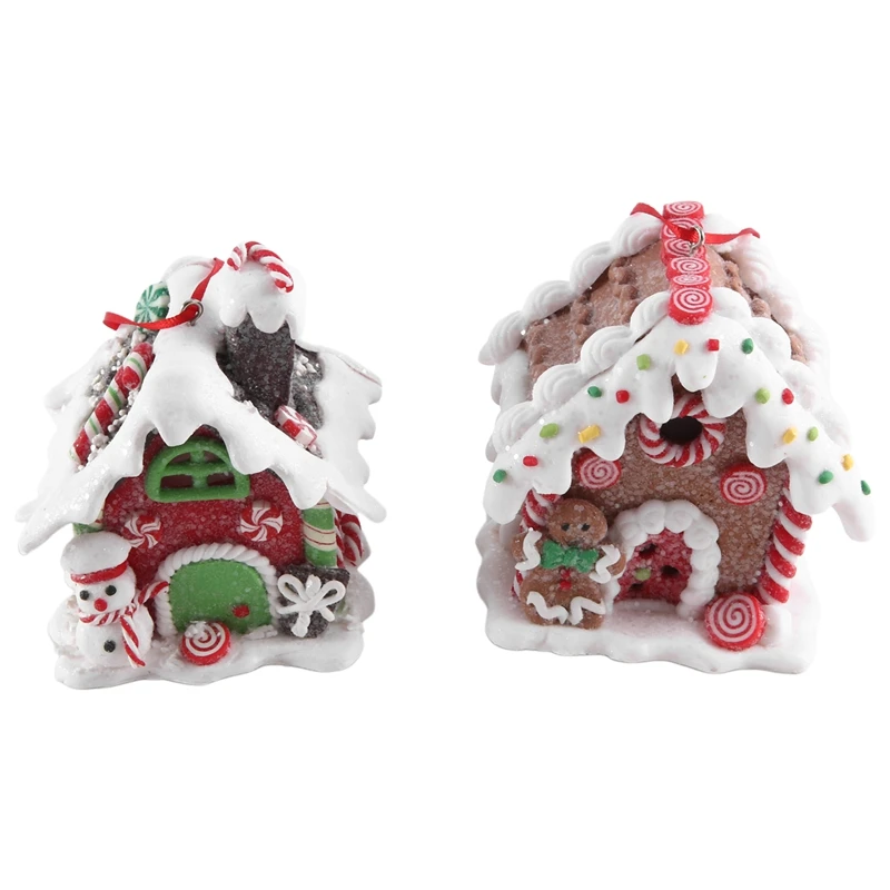 2шт Рождественский пряничный домик Мини-фигурки Фей Миниатюрные украшения
