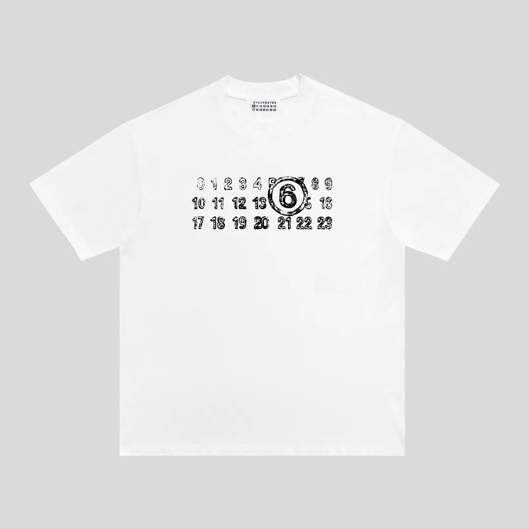 

Maison oversized style 23 new T-shirt MM6 fuzzy printing loose casual men and women couples short-sleeved T-shirt Unisex
