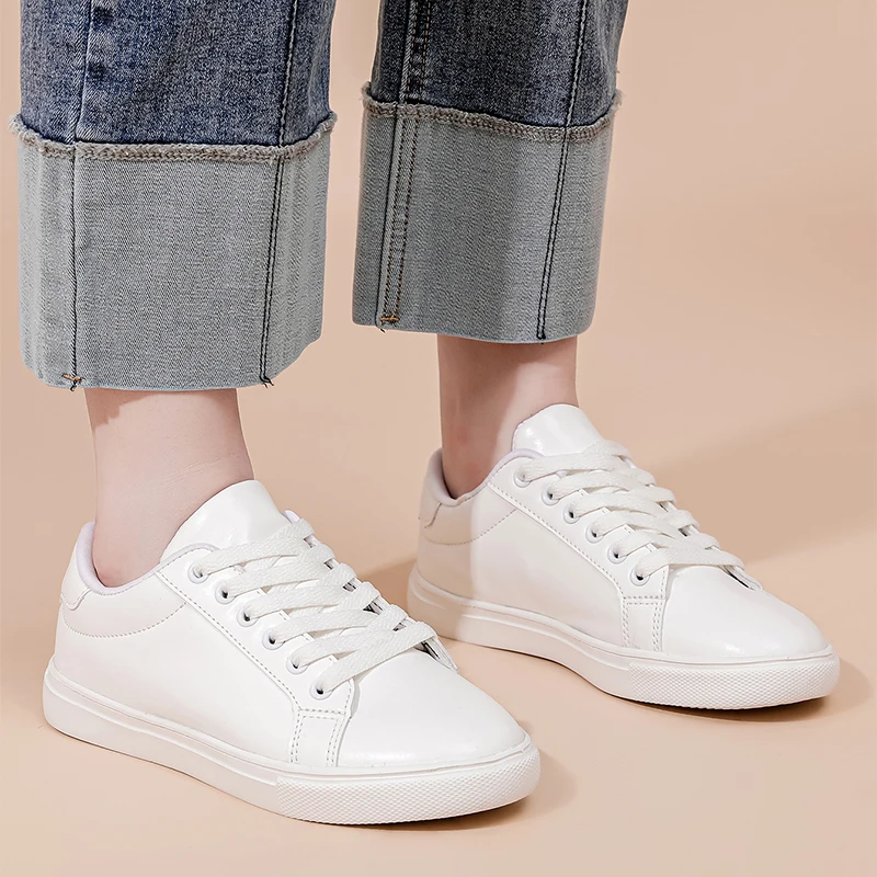 Fashion Shoes Women's Vulcanize Shoes Spring New Casual Classic Solid Color PU Leather Shoes Women Casual White Shoes Sneakers