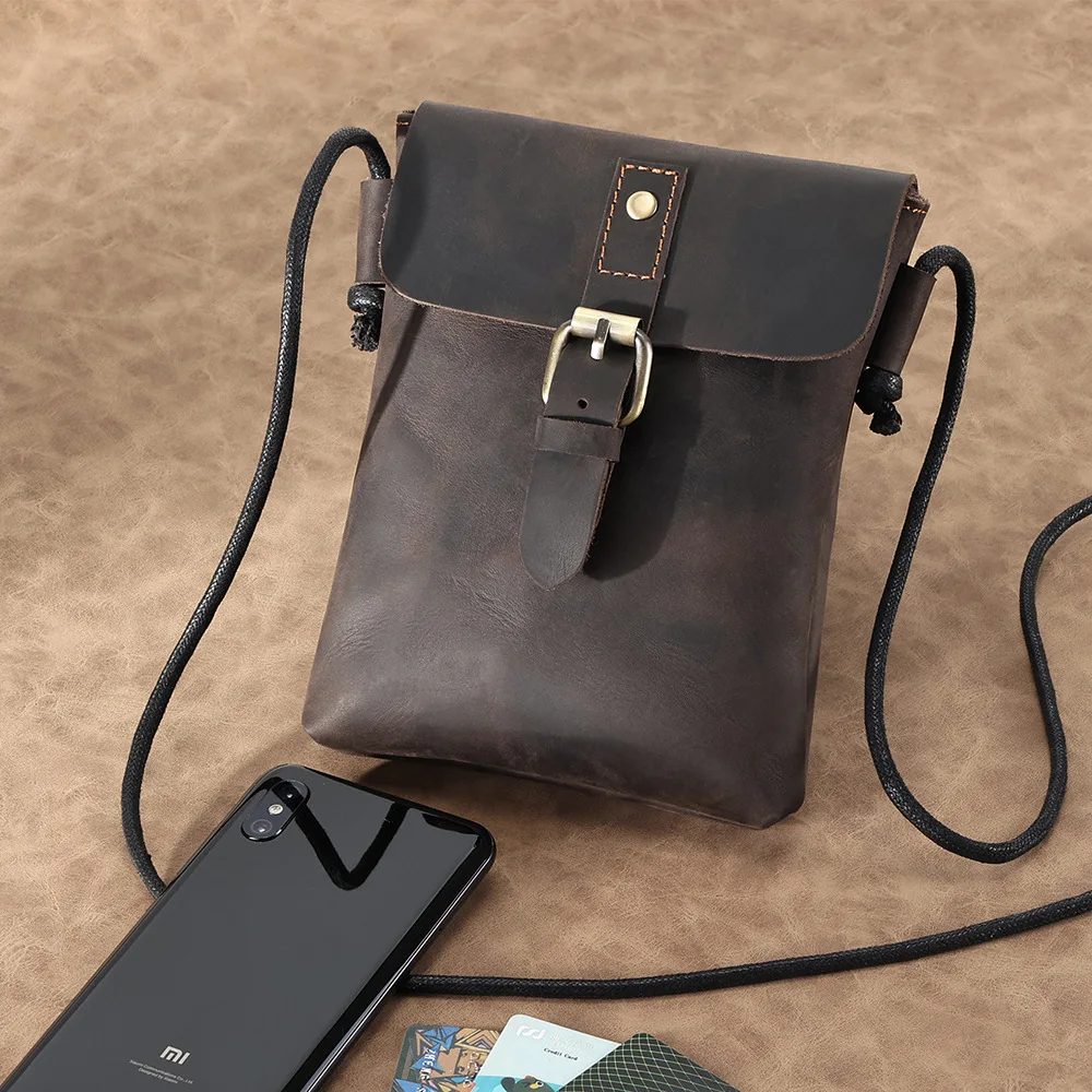 Men's Genuine Leather Shoulder Bag Man Messenger Bag for Phone Pouch Cigarette Case Leather Fashion Male Crossbody Bags Handbags