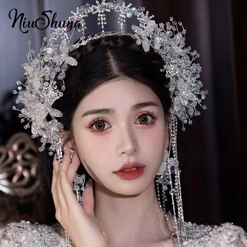 Модная прозрачная Фея NiuShuya, тиара ручной работы, Женская повязка для волос, свадебный головной убор, аксессуары для волос