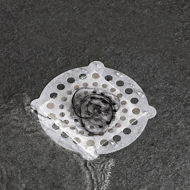 

20pcs Disposable Floor Drain Sink Filter Non-woven Fabric Viscose Floor Drain Stickers Anti-hair Anti-blocking Bathroom Catcher