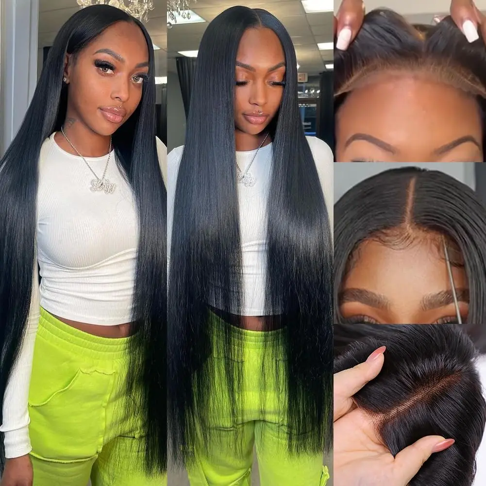 4x6 Glueless Wigs human hair Bone Straight 360 Lace Frontal Wig Human Hair PreCut PrePlucked ready to go wig For Women