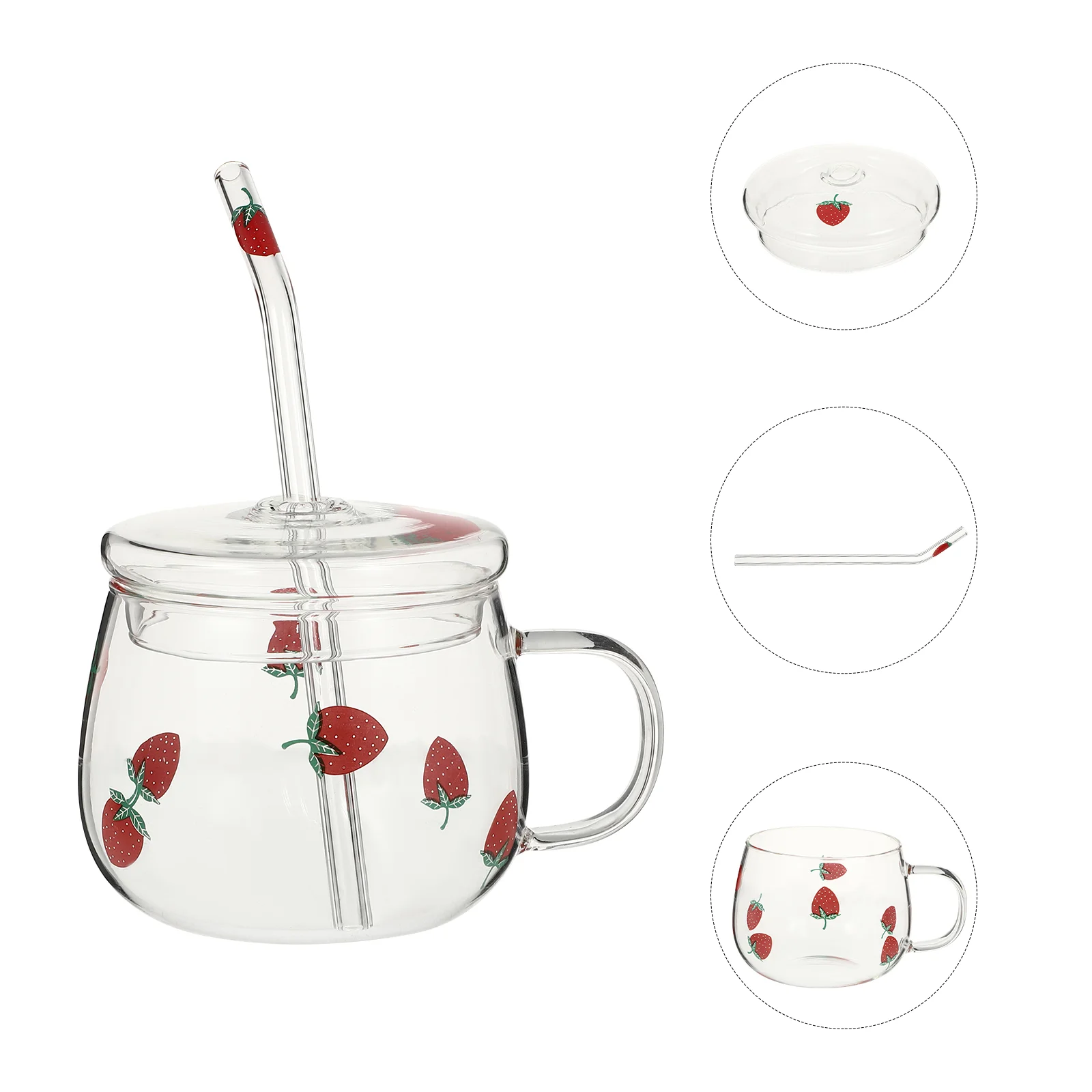 

1 Set Straw Glass Cup Container Lovely Fruit Mug Beverage Glass Cup