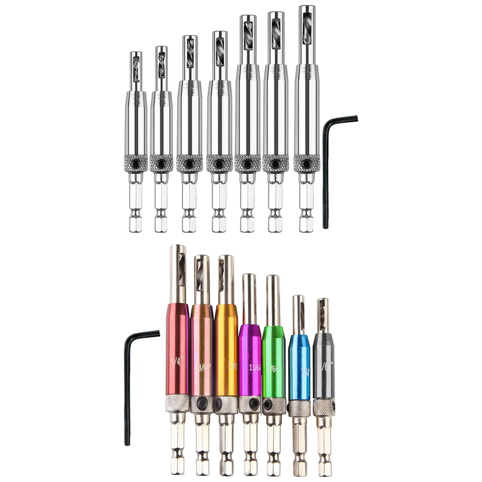 

7pcs Steel Core Self Centering Hinge Set Wood Drilling Door Window Pin Cabinet Woodworking Drilling Core Drill Bit