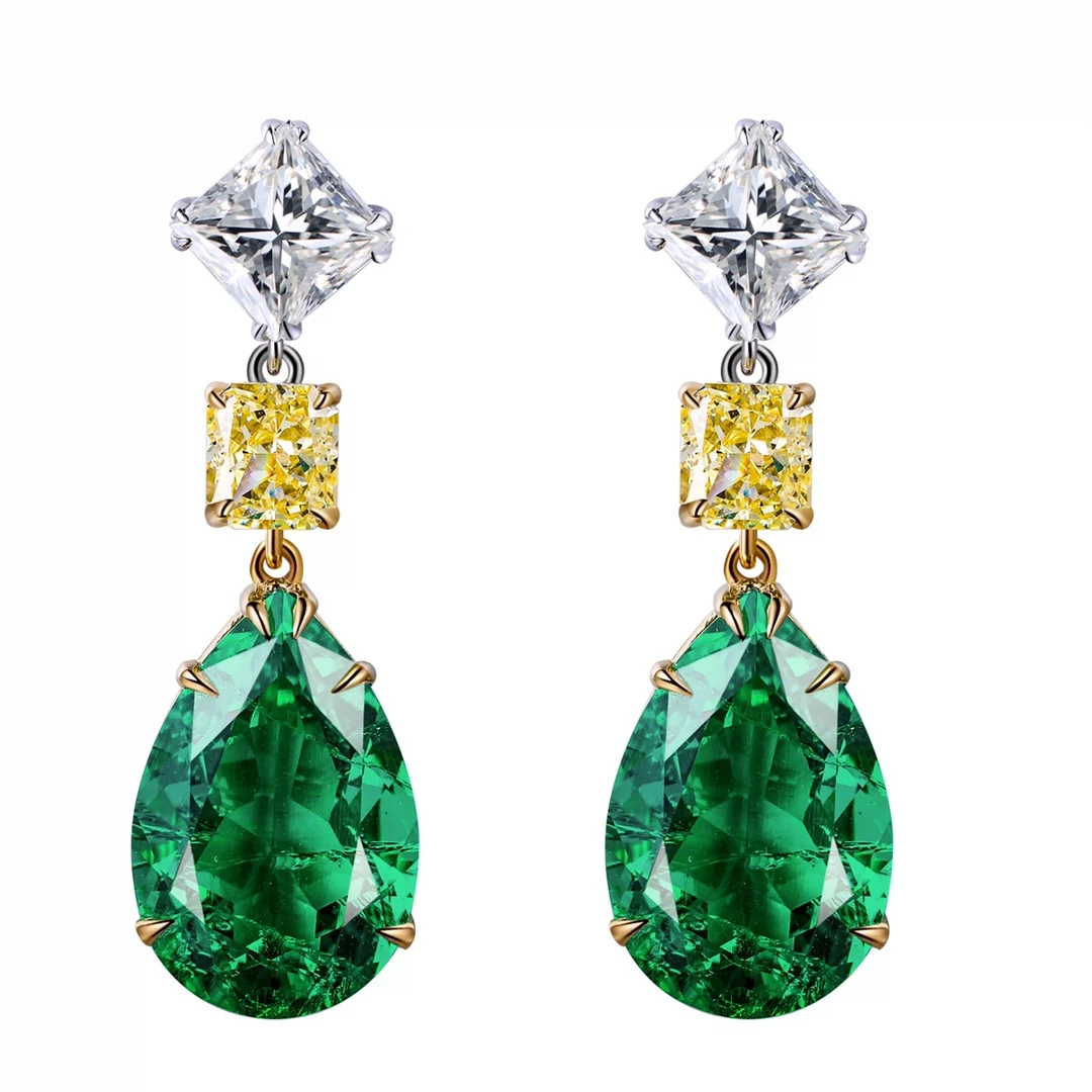 

Роскошные серьги Ruif из 9 карат золота 11.9ct Lab выросшие изумрудные серьги для женщин поставляются с ощущением роскоши свадьбы и мероприятий ювелирные изделия