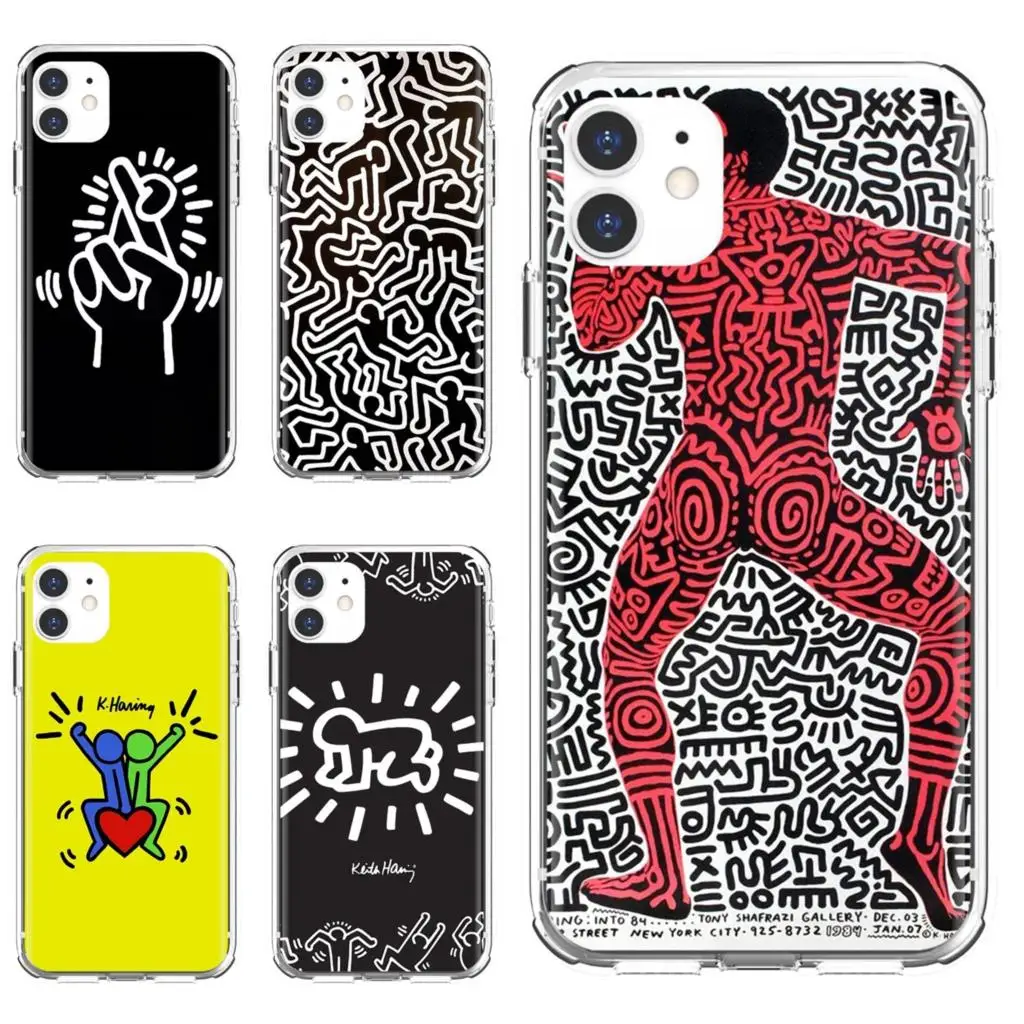 For iPod Touch 5 6 Xiaomi Redmi S2 6 Pro 5A Pocophone F1 LG G6 Q6 Q7 G5 Hot-Keith-Haring Mobile Phone Cover