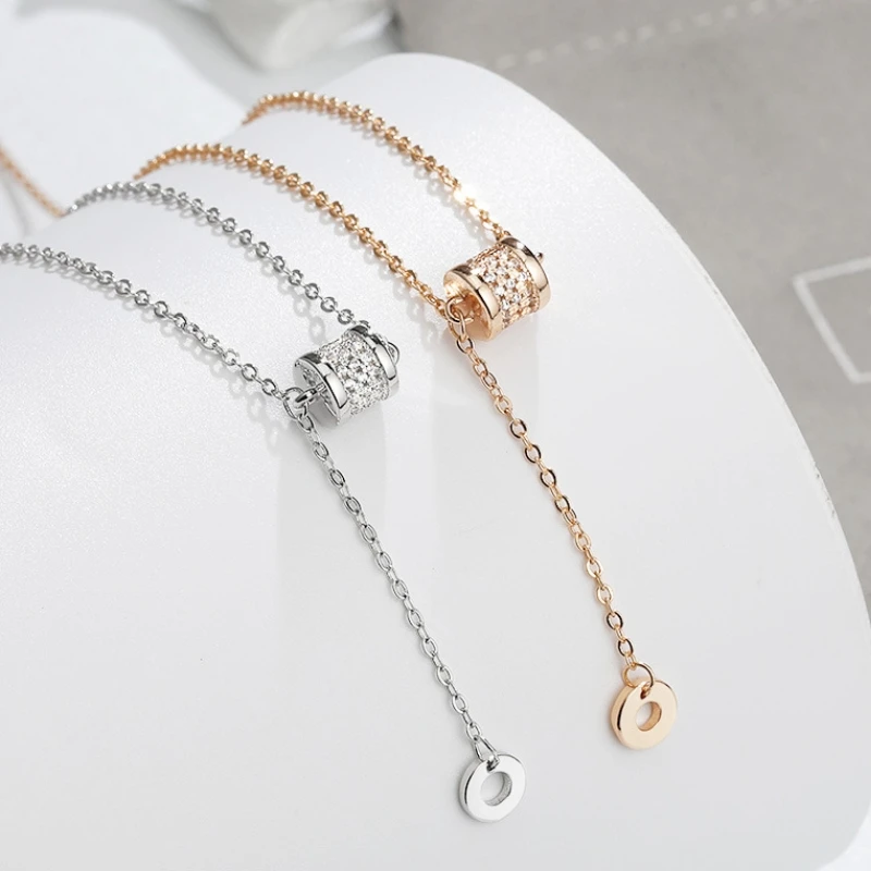 Женское колье с цилиндрическим кристаллом ANENJERY круглым кулоном и цепочкой