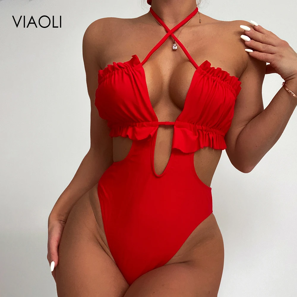 

pleated decoration Solid Color Sexy Bikini Set Beachwear Swimsuit Bathing Suits Women Bikini Women Swimwear Solid Bathing Suits