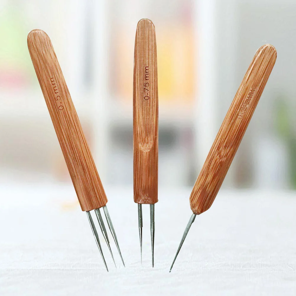 3 шт. иглы для вязания крючком с дредами карбонизированные бамбуковые спицы