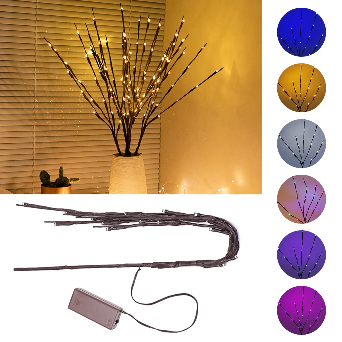 

Branch Lights with 20 LEDs Twig Light Battery Operated LED Branch Lamp DIY Flexible Branch Fairy Lamp Energy-saving Tree Vine