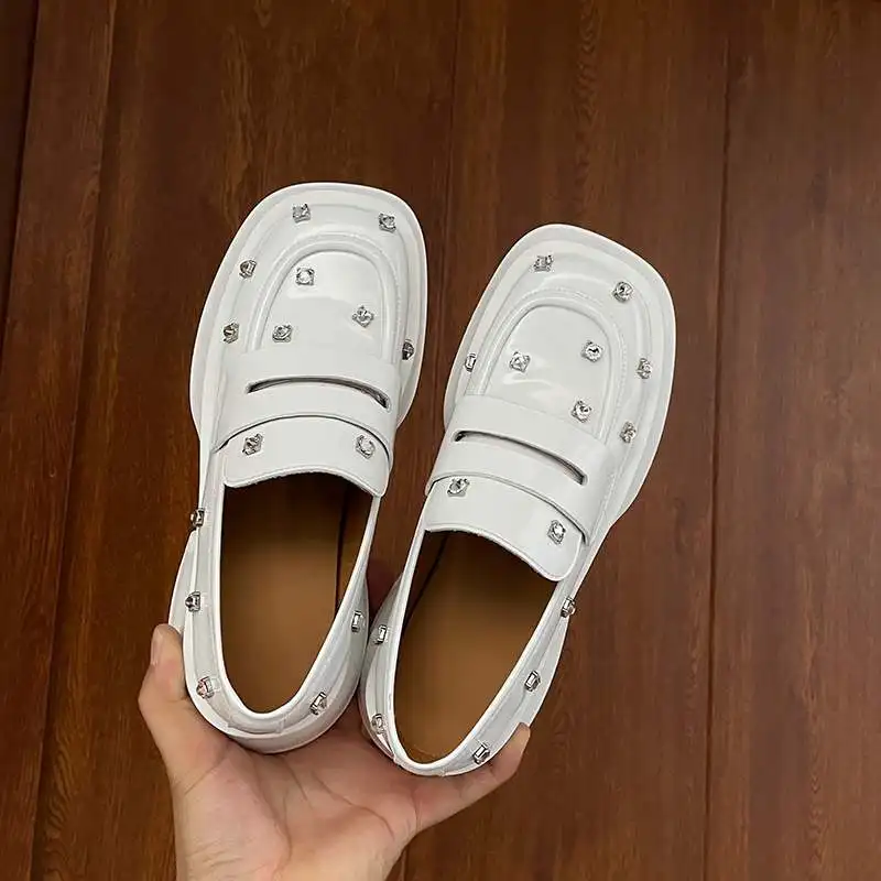 Лоферы Krazing Pot из натуральной кожи с квадратным носком корейские туфли на высоком