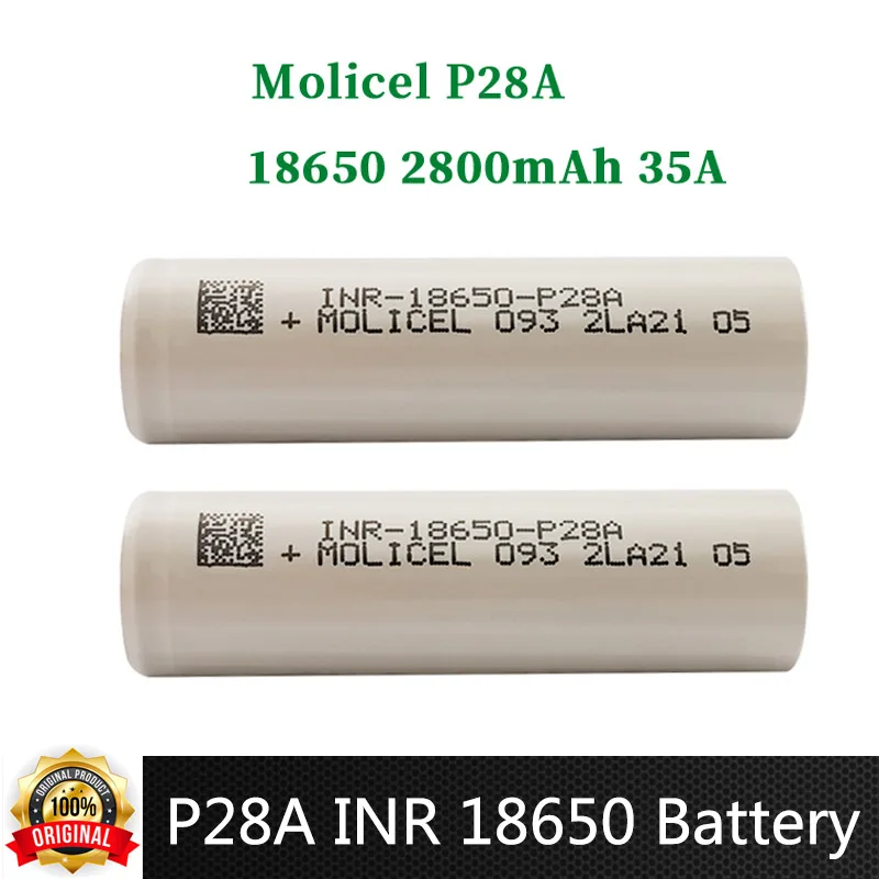 

Аккумулятор Molicel P28A INR 18650 высокой мощности, 2800 мАч, 35 А, 3,6 В, перезаряжаемые литиевые батареи для фонарика с дистанционным управлением