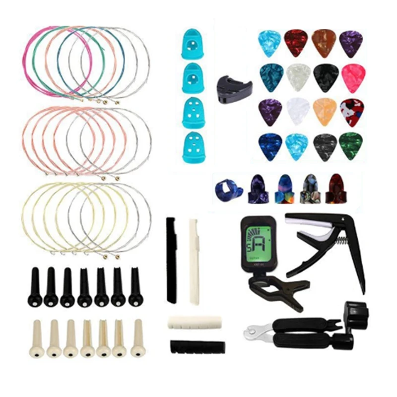 

Guitar Accessories Kit Including Guitar Strings, Capo, Pick, String, Three-In-One String Changing Tool Set Number A