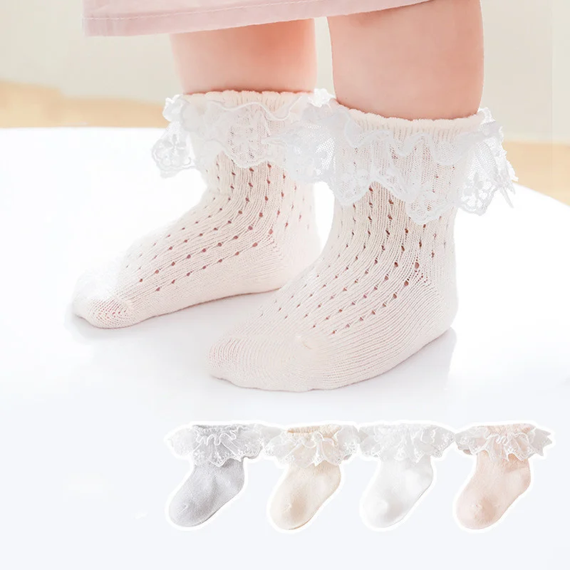 

Lawadka/модные мягкие детские носки из детские носки для девочек хлопка с кружевом для детей от 0 до 8 лет летние тонкие сетчатые Носки для маленьких девочек, 2023