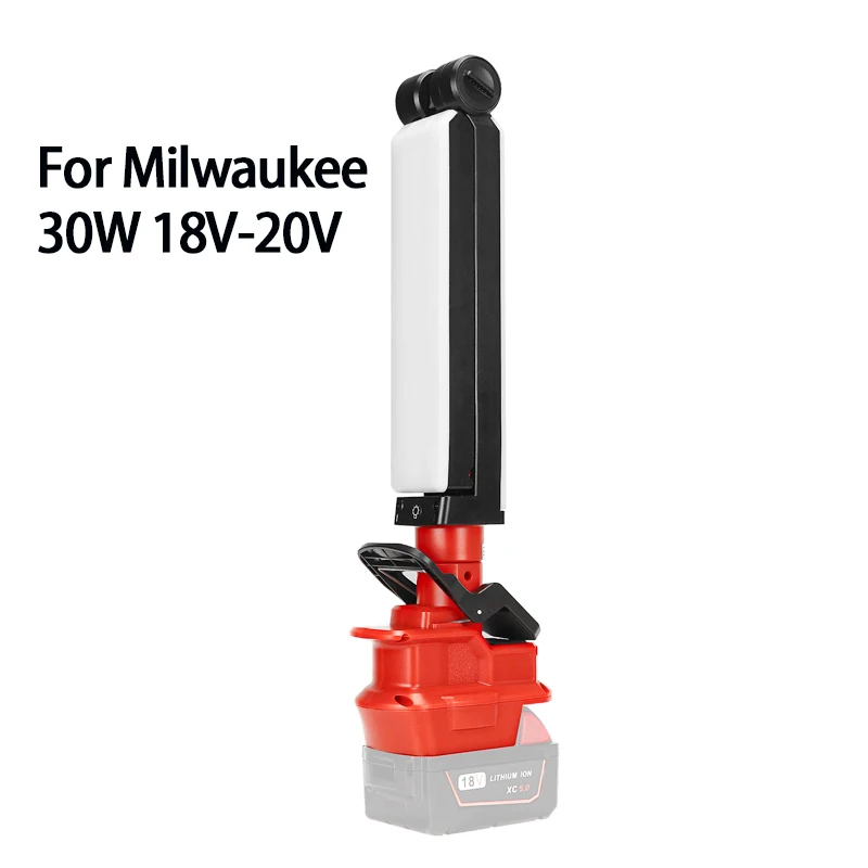 

30W 18V-20V LED Flashlight Outdoors Spotlight Light for Milwaukee &M18 48-11-1811 Lithium Battery Outdoor Lighting with USB