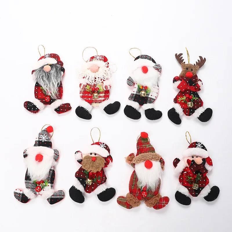 

Brief Cloth Art Christmas Pendants Santa Claus Reindeer Flat Doll Pendants Xmas Tree Ornaments Christmas Decoration