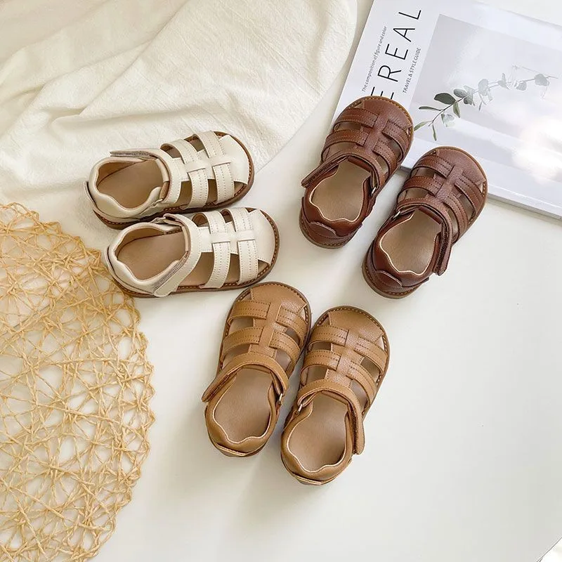 2023 childrens sandals New baby Sandals Weave Closed Toe Boys Beach Sandals Soft Bottom Baby Girl Shoes Sandles kids sandals