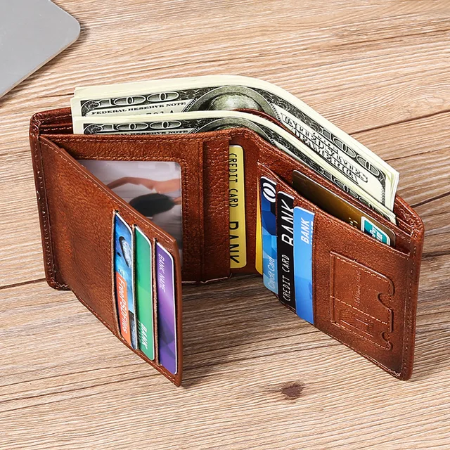 Minimalism Men's Wallet  Vintage Genuine Leather Wallet Credit Card Holder RFID Wallets for Men Money Clip 3