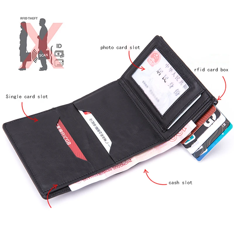New Arrival Carbon Fiber Men Credit Card Holder Blocking Rfid Wallet Leather Unisex Security Information Aluminum Metal Purse