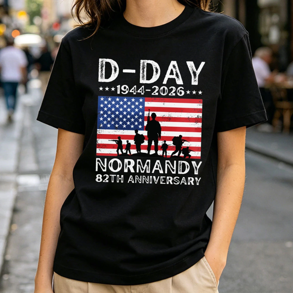 Фото Футболка D-Day к 82-летию Нормандии 1944-2026, футболка ко Дню Д, 6 июня 1944 года, высадка в Нормандии во время Второй мировой войны, высококачественные хлопковые повседневные футболки №5