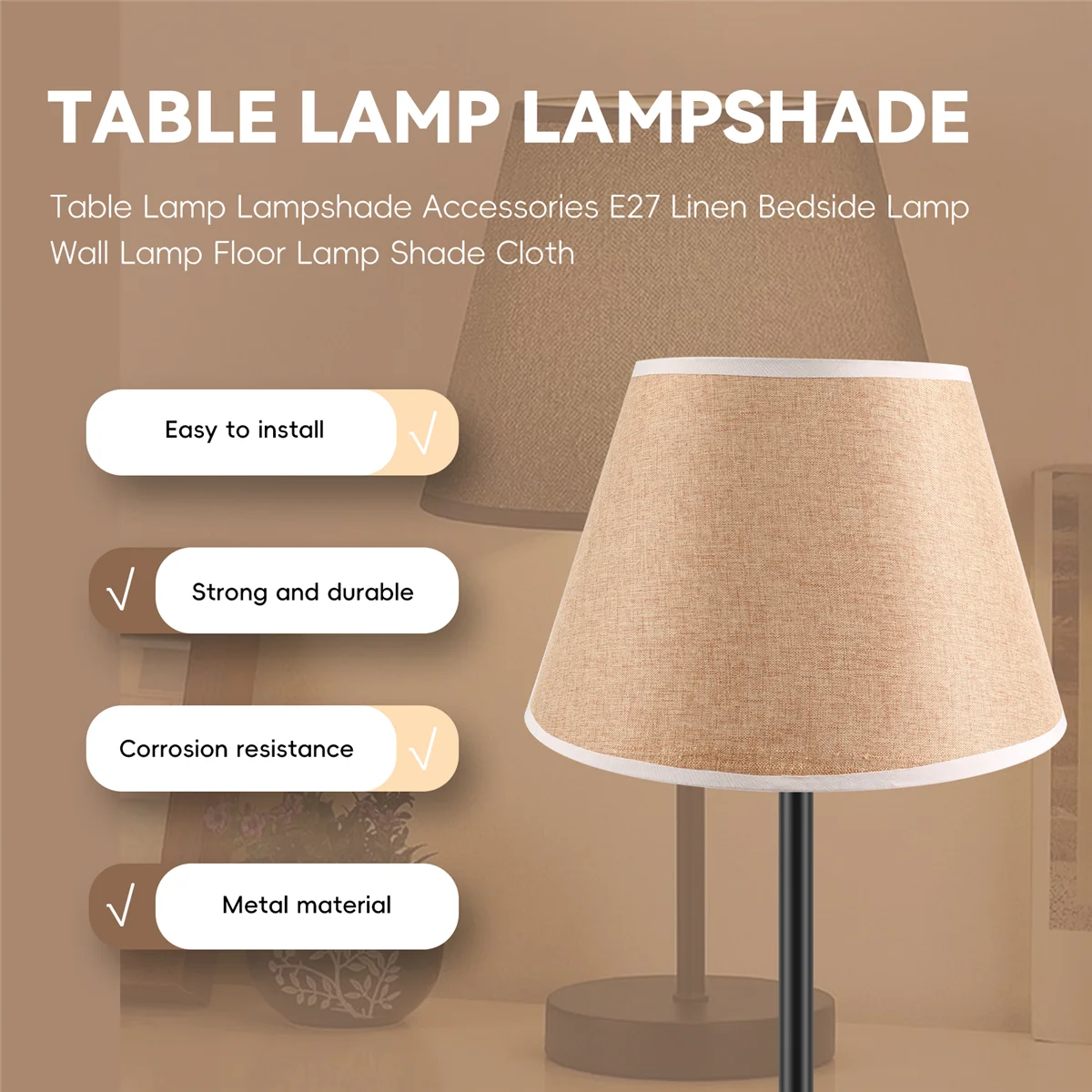 Table Lamp Lampshade Accessories E27 Linen Bedside Wall Floor Shade Cloth Lower Diameter 30cm Yellow
