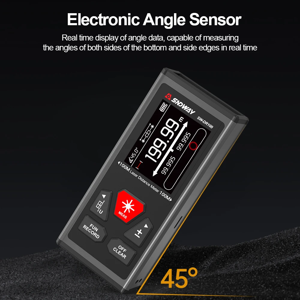 Двойной лазерный дальномер SNDWAY 120 м 200 двусторонний лазерная рулетка