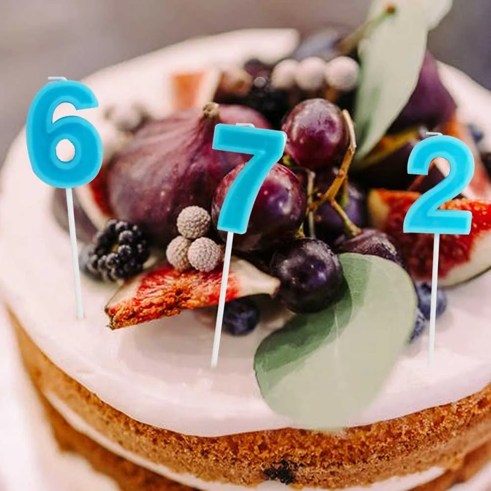 

New Blue Digital Candle Birthday Number Cake Candle 0 1 2 3 4 5 6 7 8 9 Cake Topper Girls Boys Baby Party Supplies Decoration