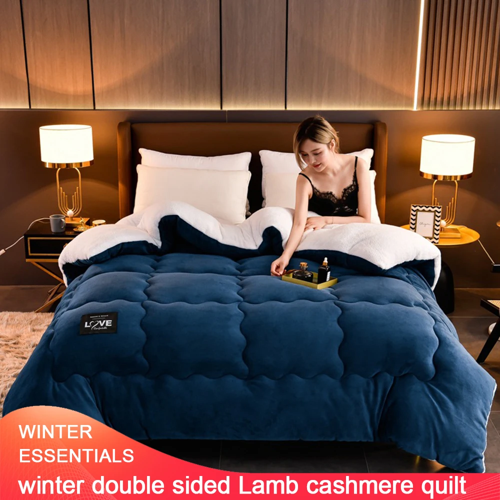 

Double Sided Lamb Cashmere Winter Quilt Thickened Super Warm Soft Comfortable Quilt Home Single Double Quilt Winter Essentials