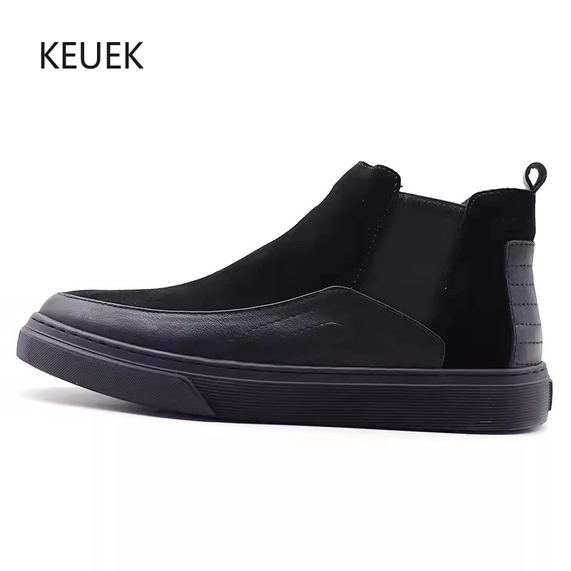 

New Design Fashion Genuine Leather Ankle Boots MenShoes Black Breathable Casual Work Luxury High Top Shoes Male Leather Boots 5A