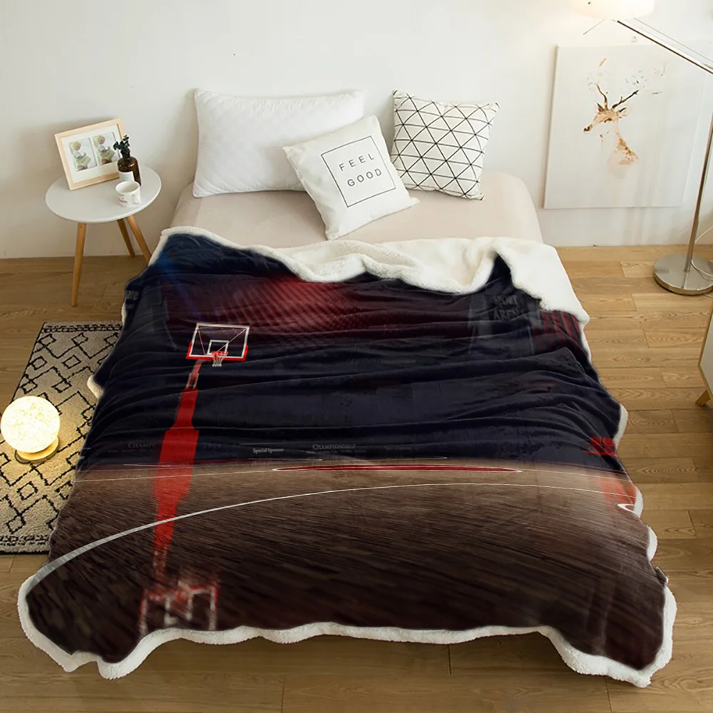 

Basketball Court Gymnasium Stadium Lamb Cashmere Fleece Blanket Home Bed Sofa Winter Sherpa Bedding Kids Thick Bedspread