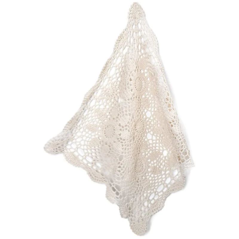 

ABSF Tablecloths Crochet Square Table Cover Christmas Lace Table Covering Doilies For Furniture Décor Beige Color 15.7Inch