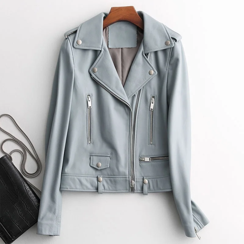 

Куртка женская короткая из натуральной кожи, на весну-осень