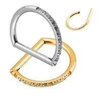 g23 titanium body jewelry 16g nose ring half ring cz paved d shape segment ring pierc clicke cartilage tragus helix lip piercing