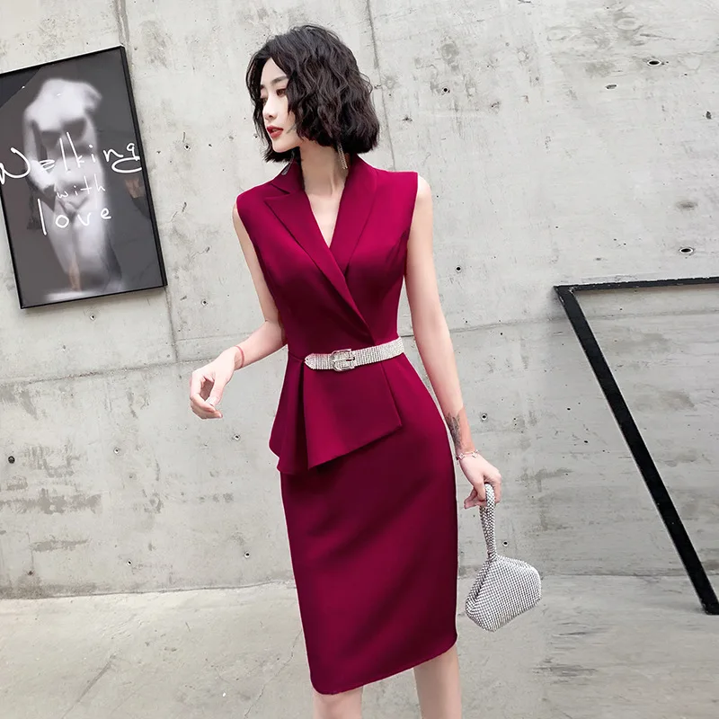 2021 Spring Summer Office Dresses For Ladies Pencil Dress Suit Black Women Elegant Formal Business Casual Work Oversize XS-XXL