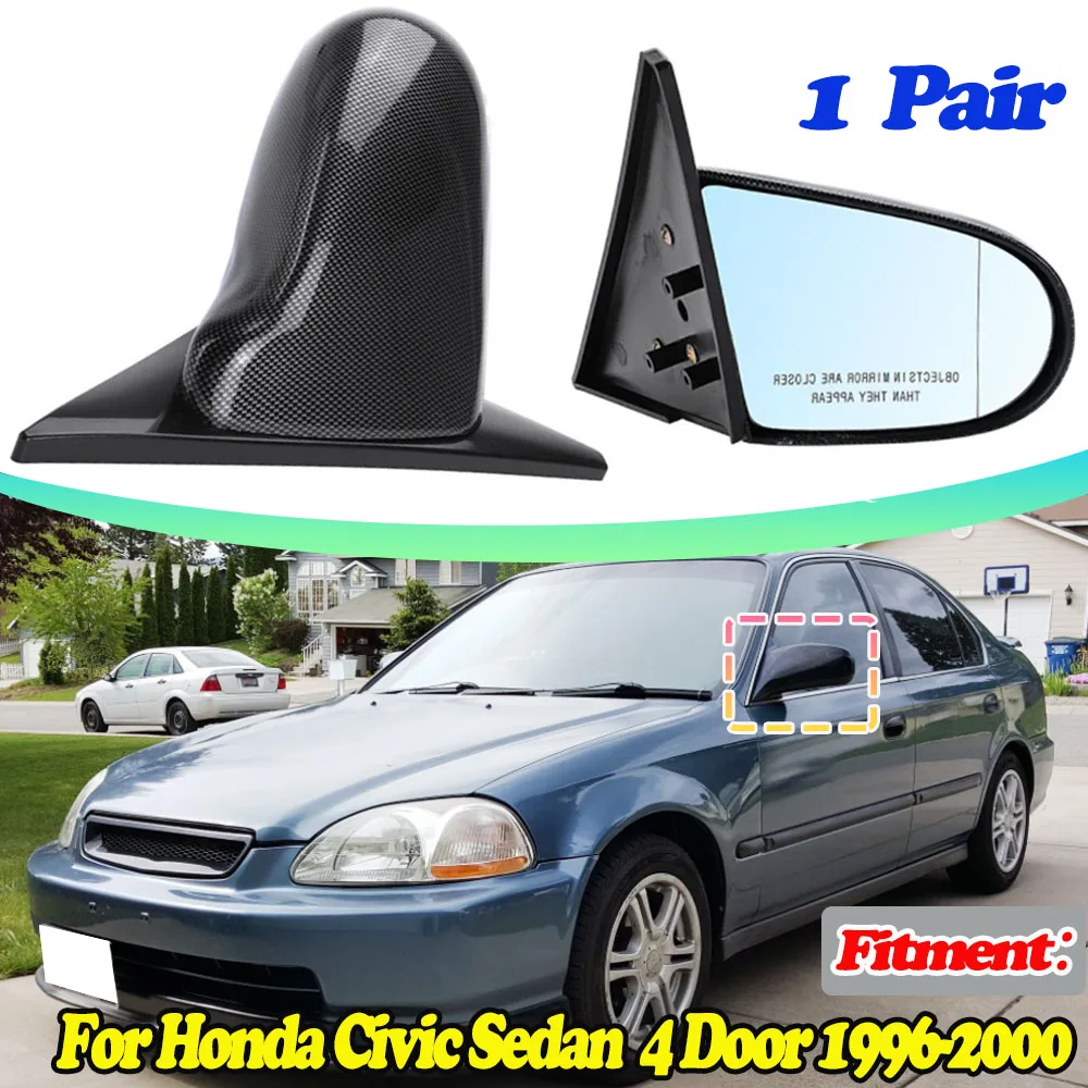 

2pcs Manual Adjustable Spoon Style Car RearView Side View Mirror Cover For Honda For Civic 4Dr Sedan 1996 1997 1998 1999 2000