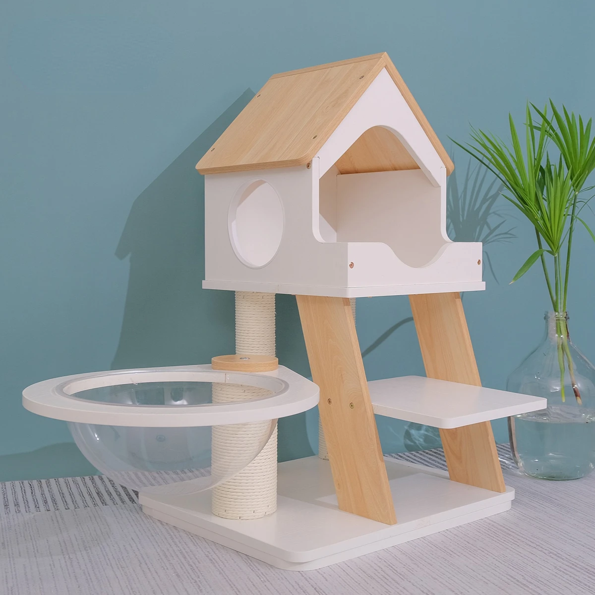 

Villa Cat Nest Cat Climbing Frame Cat Tree Integrated Space Capsule Imported Solid Wood Cat Climbing Frame Cat Toy Paint-Free